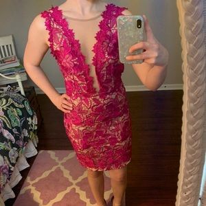 NWT Fuchsia Lace Mini Cocktail Dress